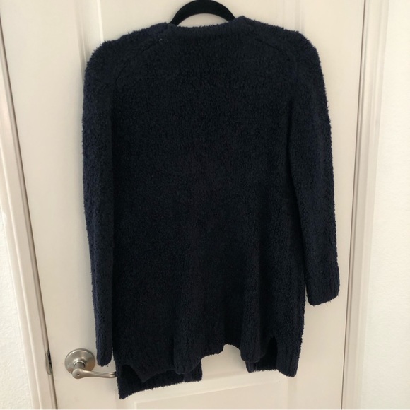 Madewell Teddy Navy Blue Fuzzy Open Front Cardigan XS Relaxed Roomy Oversized - Picture 12 of 14